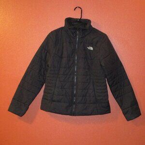 North Face Woman Medium Black White Full Zip Pockets Warm Long Sleeve Coat